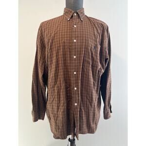 Polo Ralph Lauren Men's Button Down Casual Dress Shirt Brown Plaid Size Large SG
